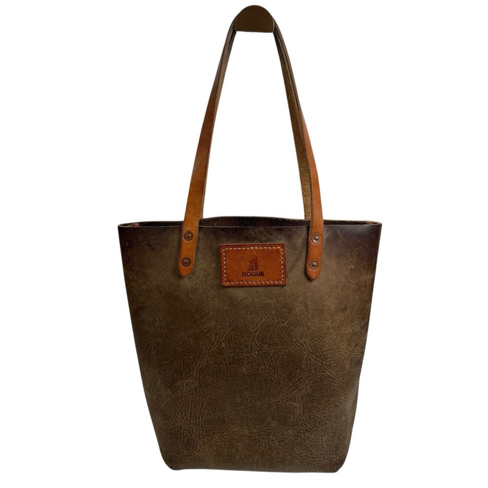 Rogue Industrie Leather Tote Bag Full Grain Heavy Purse Brown Open Top Distress